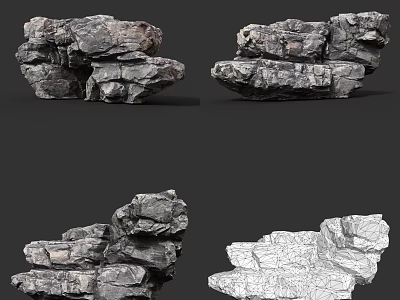 Natural Rock Formations With Rugged Texture And Stacked Structure In Outdoor Scene 3d model