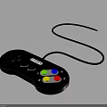 Black Electronic Remote Control With Colorful Red Yellow Green Blue Buttons And Connected Cable