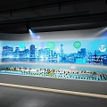Hi tech Modern Control Room With Blue Wall Large Display And White Console