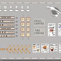 Modern Coffee Shop Light Fixture Combination With Menu Display And Signage