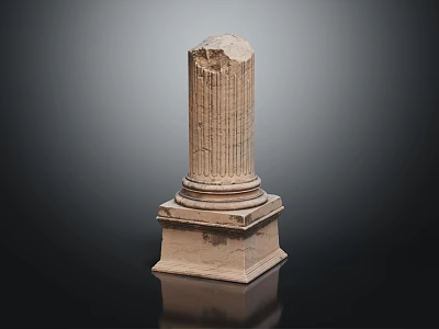 Ancient Stone Column Capital With Fluted Shaft And Carved Base Details 3d model