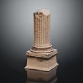 Ancient Stone Column Capital With Fluted Shaft And Carved Base Details