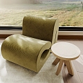 Single Sofa Casual Chair Single Chair Wooden Stool Low Stool 3d model