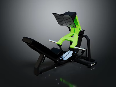 Green And Black Household Fitness Leg Training Machine With Seat Pedals And Support Bars 3d model