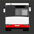 White and Red Articulated Bus with Large Windows Sliding Doors and Seats
