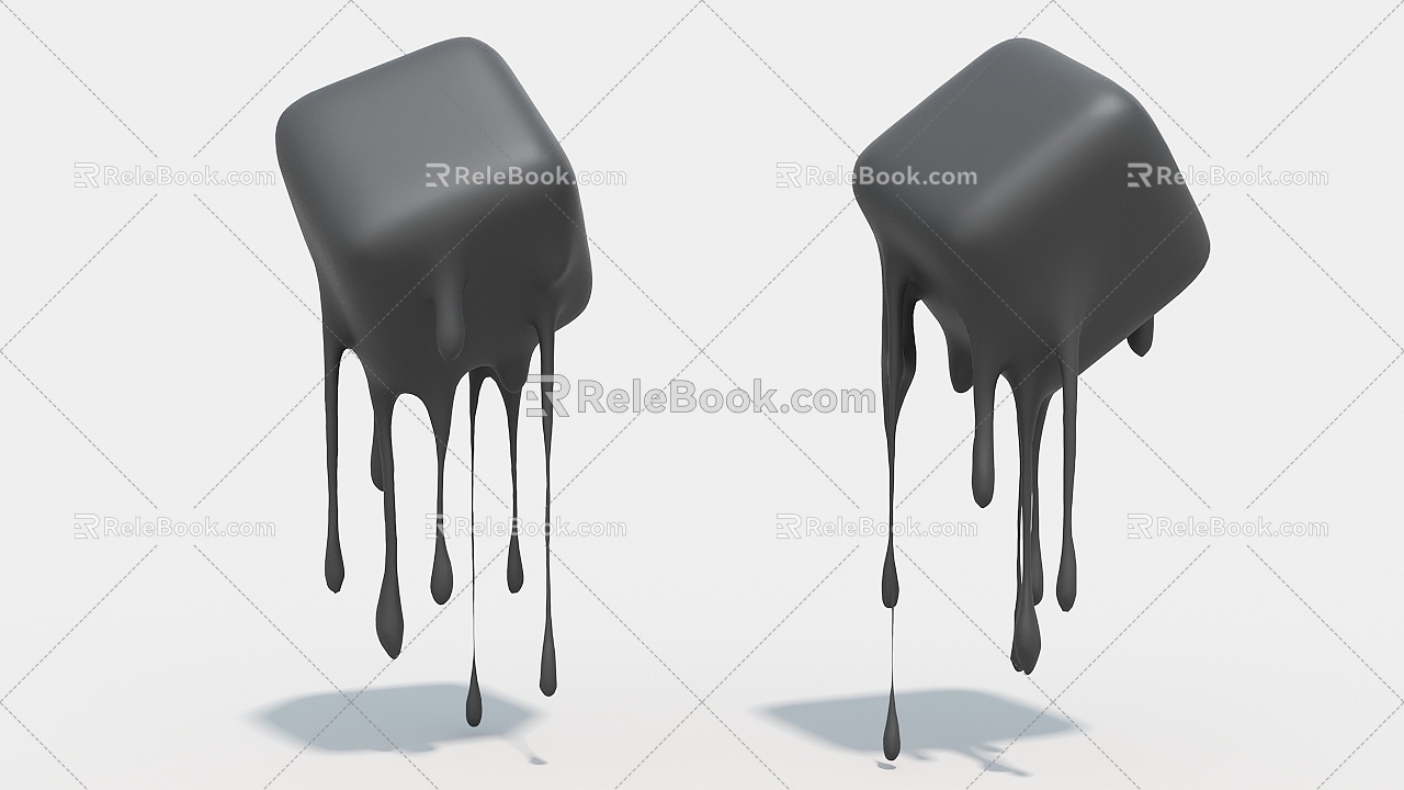 Water droplets flowing in fluid ice cubes 3d model