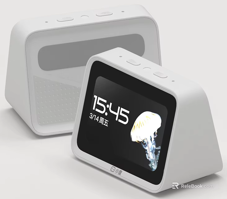 Smart Machine With Display Screen Showing Time Date And Jellyfish Image In White Design 3d model