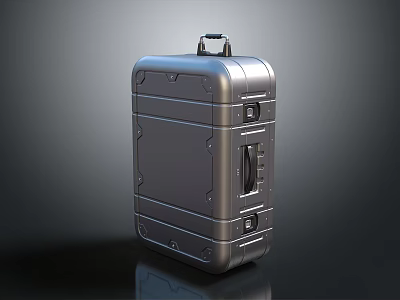 Silver Metal Suitcase With Handle Wheels And Secure Lock For Travel Use 3d model