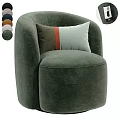 Rounded Green Velvet Leisure Chair with Striped and Solid Pillows and Multiple Color Options