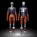 Male Robot Design With Mechanical Structure Blue Orange Components And Details