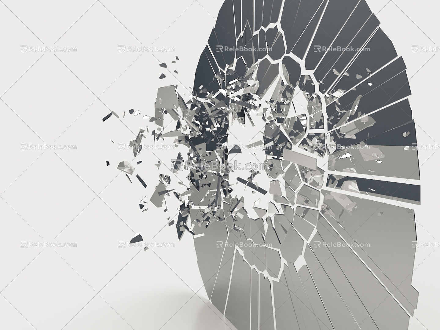 broken mirror broken glass splash glass splash mirror 3d model