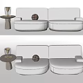 Modern Double Sofa Multi-Person Sofa Casual Sofa Pillow Side Table Coffee Table Low Table Ornaments White Sofa Sofa 3d model