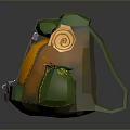 Stylish Yellow Green Backpack With Decorative Patches And Small Accessories
