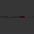 Modern Assault Weapon Design With Red And Silver Metal Components
