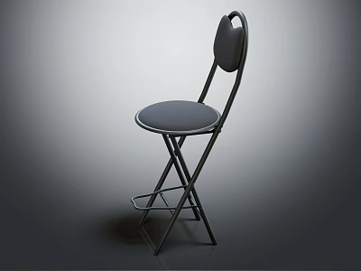 Stylish Folding Leisure Chair With Metal Frame Round Seat And Comfortable Backrest 3d model