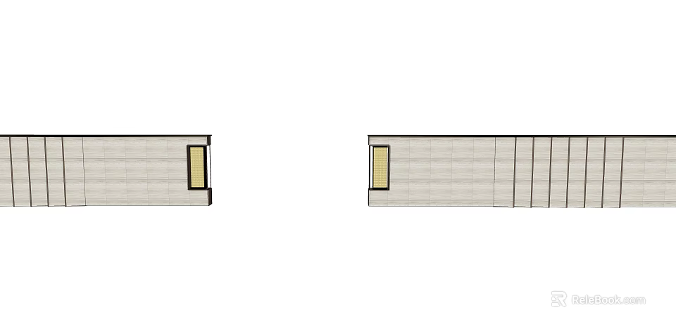 Modern Feature Wall Design With Textured Panels And Decorative Window Elements 3d model 