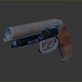 Tactical Pistol Featuring Wooden Grip Metal Barrel And Modern Design Details
