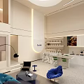 Modern Bright Beauty Hair Salon Interior Design With Spacious Comfortable Duplex Lounge And Reception Area