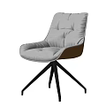 Modern Gray Padded Office Chair With Upholstered Seat Brown Armrest And Black Star Base