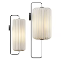 Modern Cylindrical Wall Lamps With White Striped Lampshades And Illuminated Design
