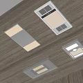 Contemporary Ceiling Light Fixtures With Rectangular And Square Designs On Wooden Ceiling 3d model