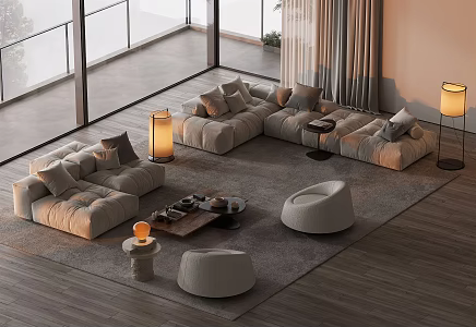 Modern sofa coffee table combination 3d model