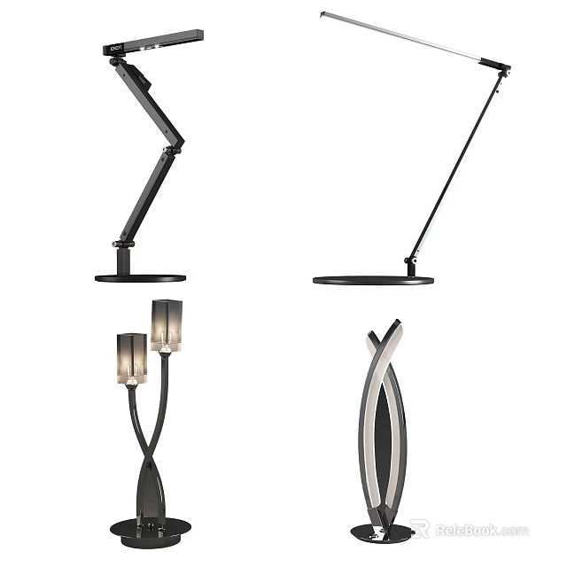 Modern Table Lamps With Adjustable Arms And Various Stylish Metal Designs For Home 3d model 