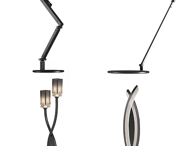 Modern Table Lamps With Adjustable Arms And Various Stylish Metal Designs For Home 3d model