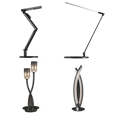 Modern Table Lamps With Adjustable Arms And Various Stylish Metal Designs For Home 3d model