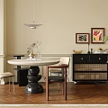 Middle style dining table and chair 3d model
