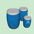 Blue Utility Buckets With White Lids Different Sizes And Green Handle