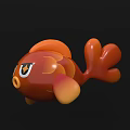 Orange Cartoon Fish Shaped Balloon With Big Eyes And Curved Tail Design