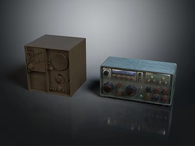 Vintage Electronic Appliances Retro Radios With Classic Dials And Colorful Buttons 3d model