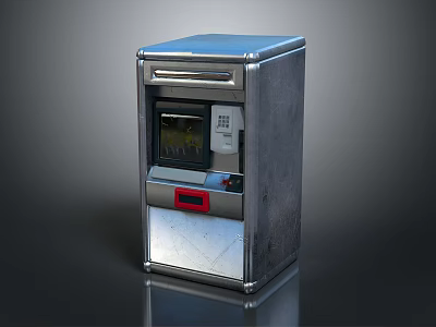 Modern Metallic Furniture Cabinet With Display Screen Control Buttons And Drawer 3d model