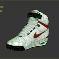 White High Top Sneakers with Red Accents Black Strap Laces and Black Sole Design
