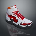 White and Red High Top Sneakers with Stylish Red Laces Black Sole and Modern Design