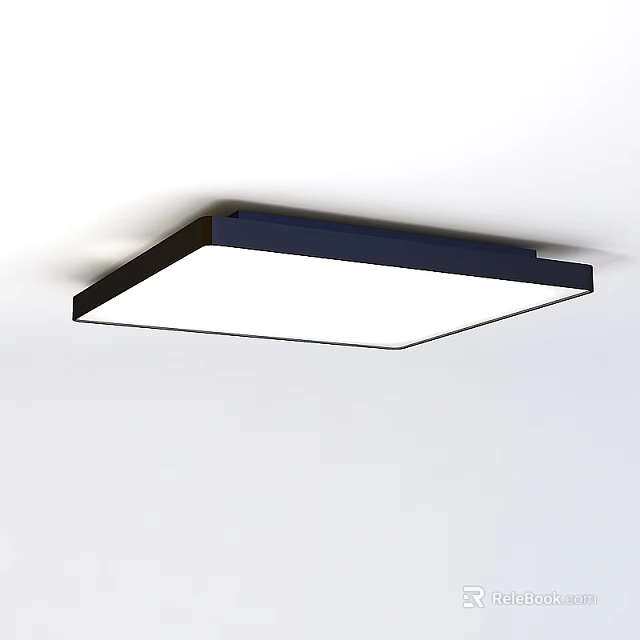 Modern Flush Mount Ceiling Light With Sleek Square Black Frame And White Illuminated Panel 3d model