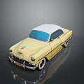 Yellow Classic Car With White Roof And Vintage Design Features