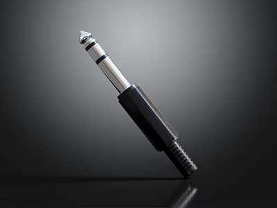 High Quality Audio Plug With Metal Tip And Black Body For Electronic Devices 3d model