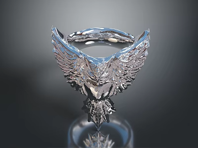 Silver Eagle Shaped Fashion Accessory For Clothing Decoration 3d model