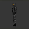 Sci Fi Armored Character In Gray Armor Suit With Orange Visor And Gear