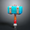 Colorful Decorative Hammer With Blue Head Orange Red Handle And Metallic Accents