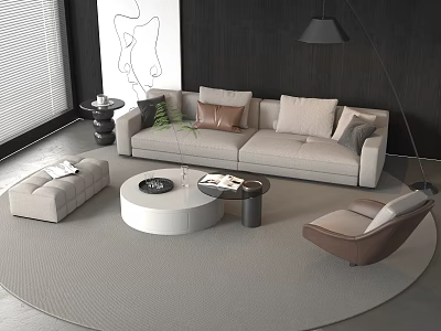 Modern sofa combination coffee table leisure chair 3d model