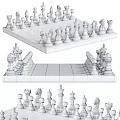Premium Chess Set Sports Equipment With Gold Silver Pieces And Black White Chessboard