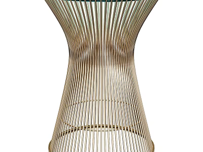 Elegant Modern Round Side Table With Vertical Metal Striped Design 3d model
