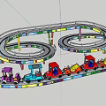 Colorful Kids Track Train Amusement Ride with Spiral Rails and Multiple Cars
