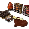 Delicious Assorted Chocolate Treats Including Open Decorated Egg Boxes And Truffles
