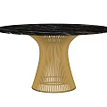 Modern Dining Table With Black Marble Tabletop And Slender Metal Base 3d model