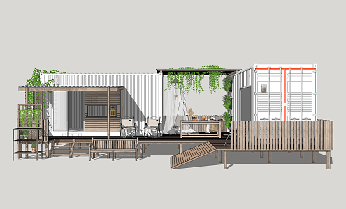 Modern Container Holiday Home 3d model