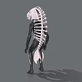 Aquatic Animal 3D Model Featuring White Head Sharp Teeth And Black Body